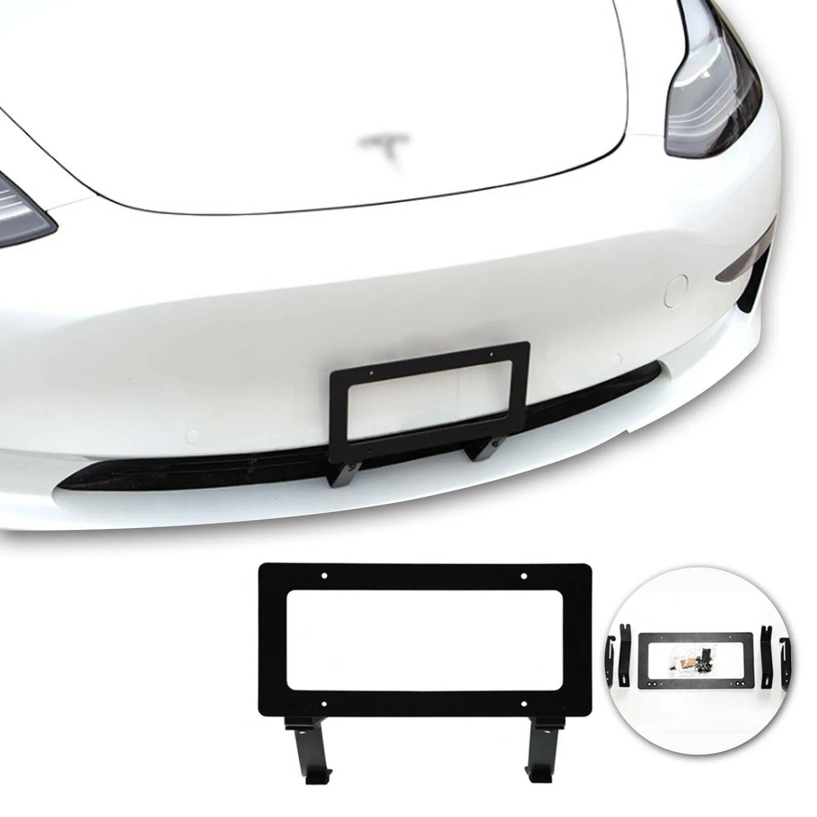 American-style license plate bracket in brushed aluminium alloy for Tesla Model 3 and Model Y