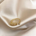 Cream zircon marble ring with true gold plating on a copper base, adjustable opening, retro geometric design