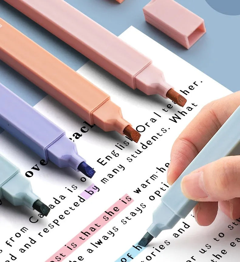 Double-headed fluorescent marking pen showing chisel and fine tips, with packs for Salt and Sweet series.