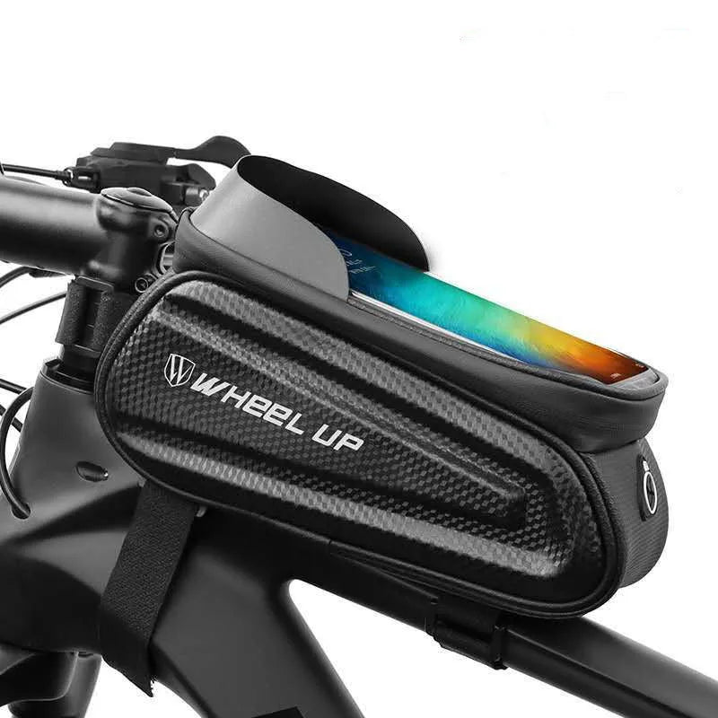 Black grey EVA bicycle bag with reflective strips for mountain bike mobile phone storage