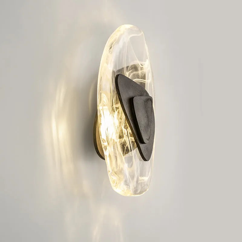 Luxury atmospheric ice block crystal wall lamp with black finish and LED light source