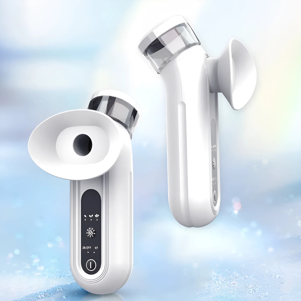 White portable rechargeable eye warm compress device with eye mask.