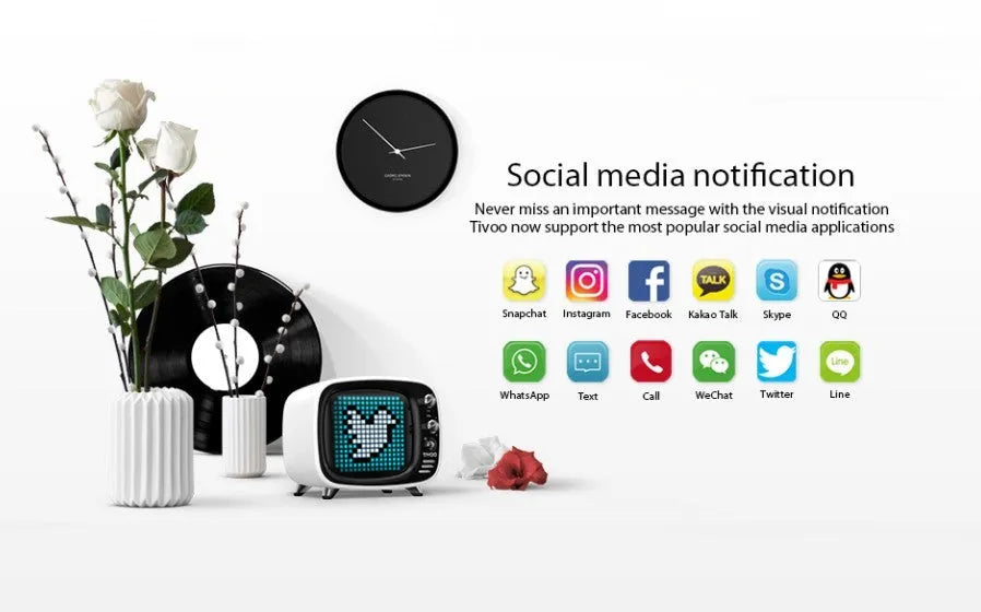 Compact rectangular Bluetooth speaker alarm clock with LED digital display showing time, in various colours.