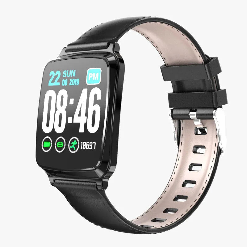 M8 smart fitness bracelet on a wrist showing heart rate data on its 2.5D glass screen.