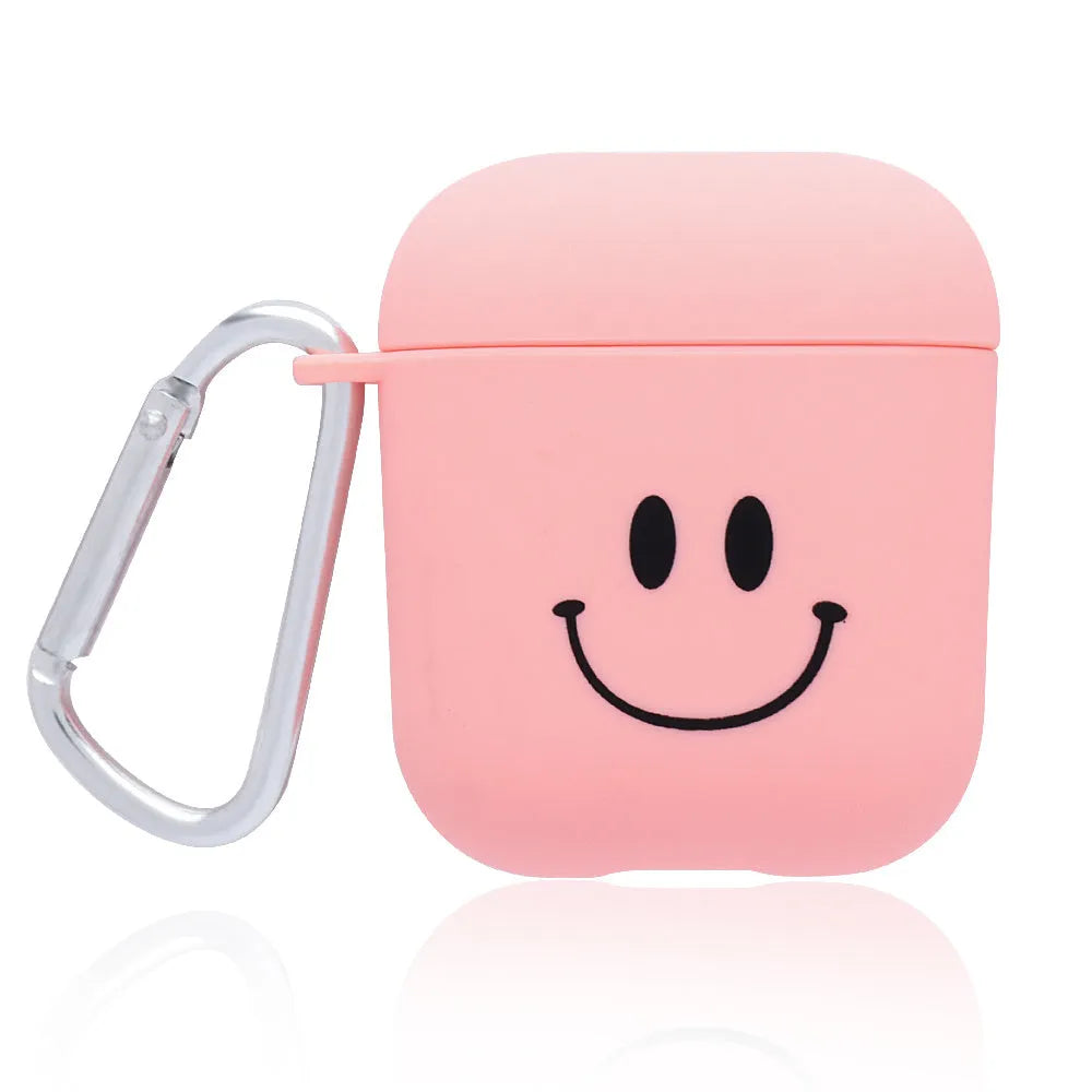 PC AirPods cover with decorative flower design on black background