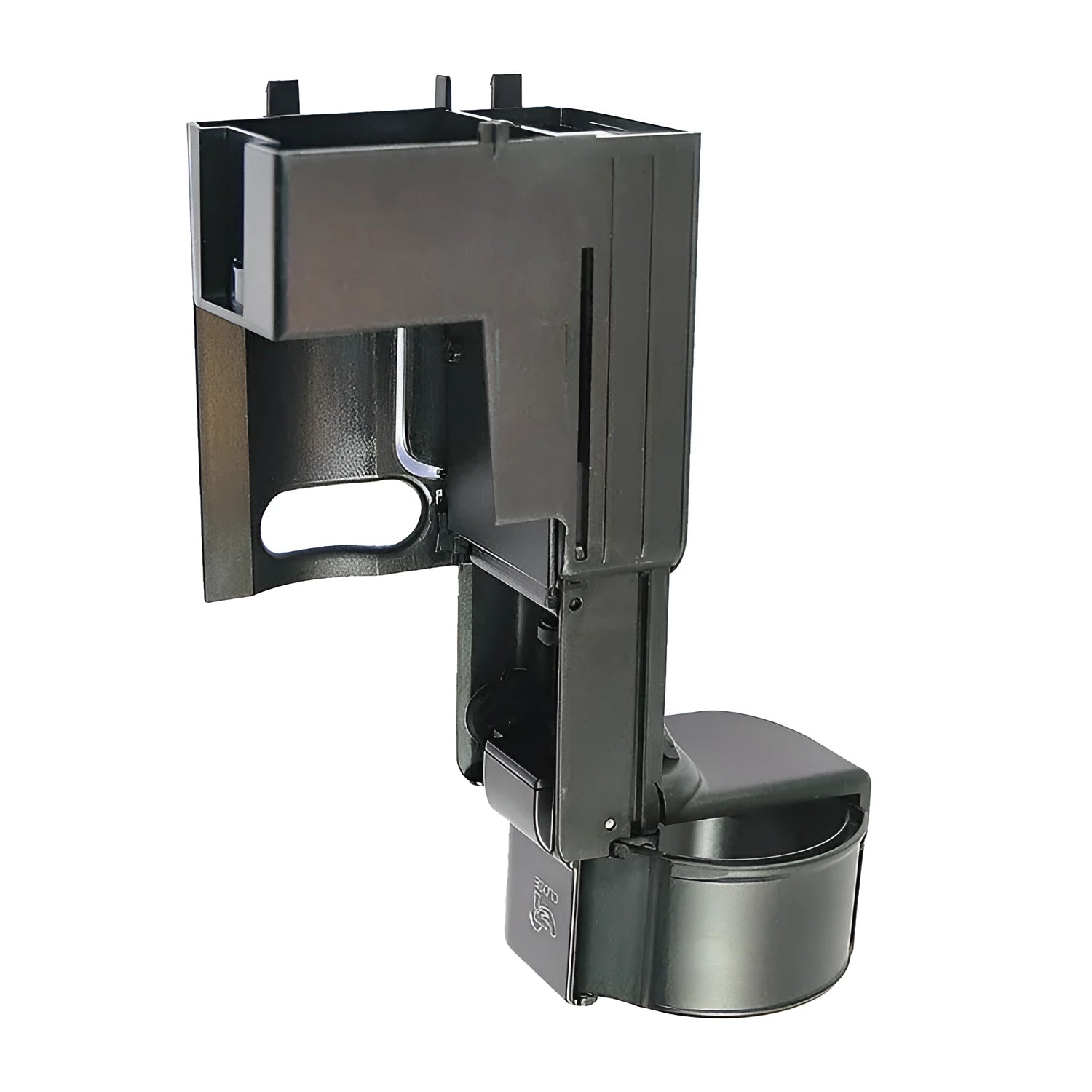 Black plastic Mercedes-Benz water cup holder bracket with part number 2116800014