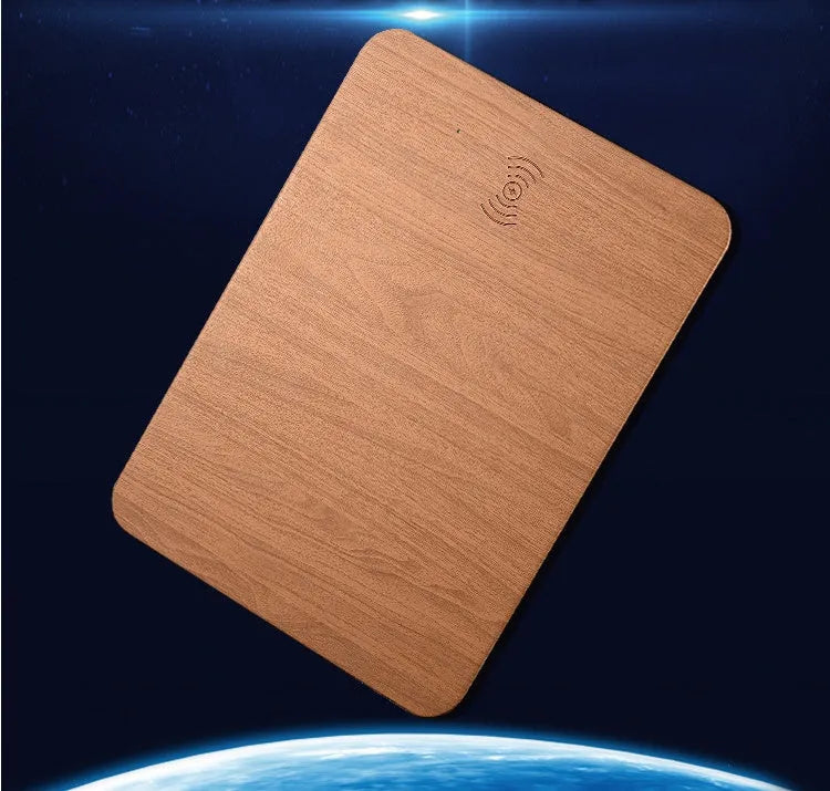 Wooden wireless charger in Black or Brown, ABS and PU leather, Qi 1.1, 5W or 10W