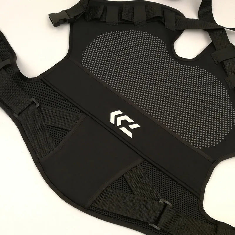 Black 3mm cotton sea fishing hip protector with adjustable buckle belt and non-slip rubber dots