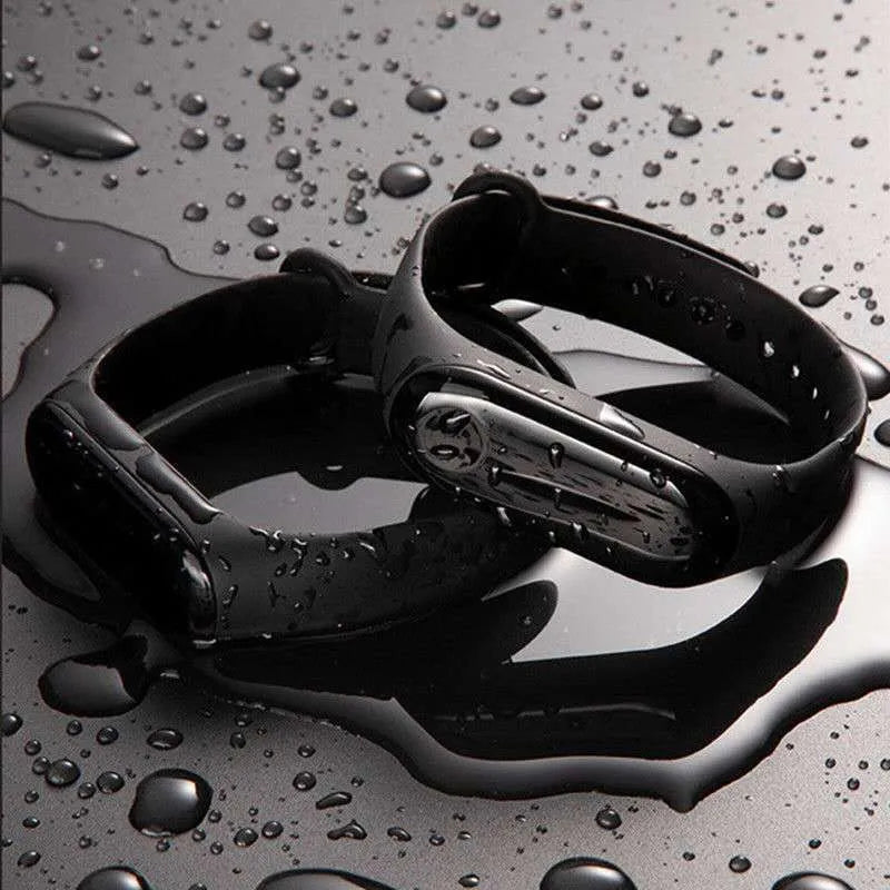 Waterproof touch electronic LED watch with 30mm square plastic case and silicone strap, showing digital display