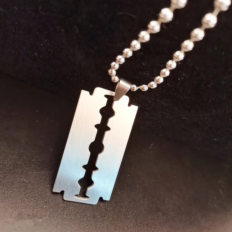 Layered Chains Punk Necklace with Blade and Two Piece Styles in Alloy and Titanium Steel Electroplated Finish Picture Colour European and American Style