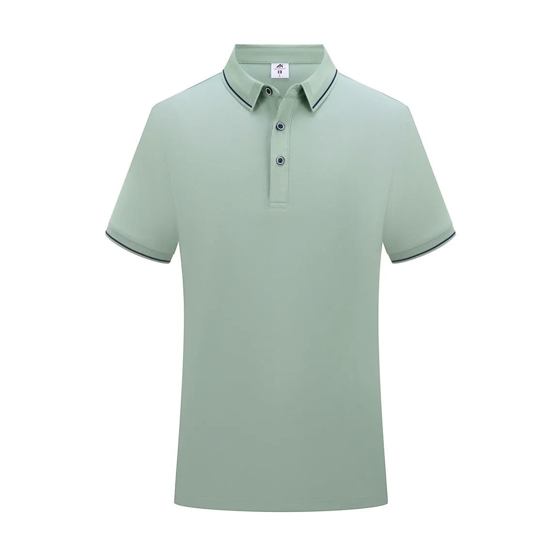 Short-sleeved polo work shirt for beauticians in cool silk cotton fabric with asymmetrical design