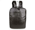 Top layer leather computer backpack in brown colour with zip closure designed to fit a 15 inch laptop