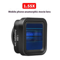 Black SANYK 1.33x anamorphic widescreen lens for mobile phones with 17mm thread.