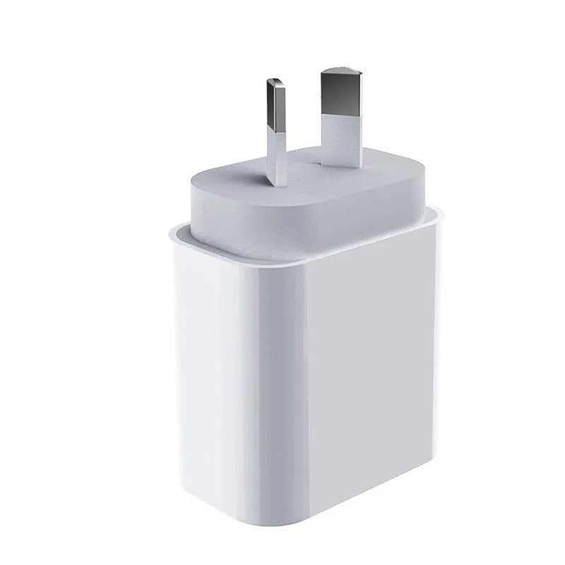 Travel charger with PD fast charge USB interface in bare metal finish compatible with Android phones
