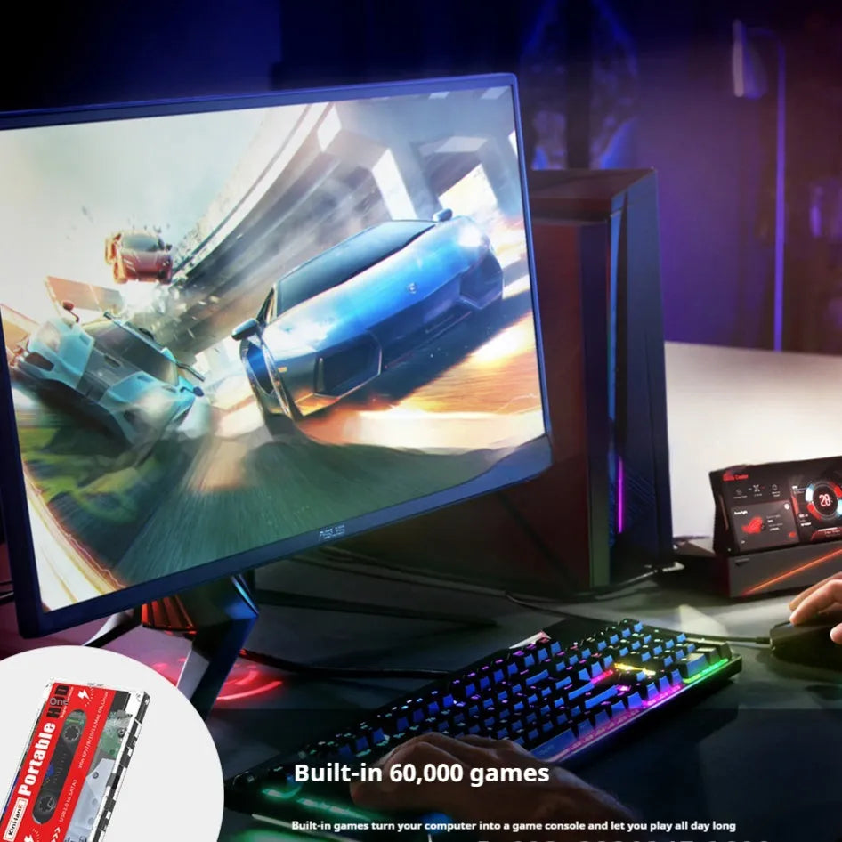 2TB external mechanical hard drive with USB cable on a desk