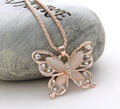 Butterfly Spirit Necklace with alloy pendant, snake bone chain, and gold or rose colour options