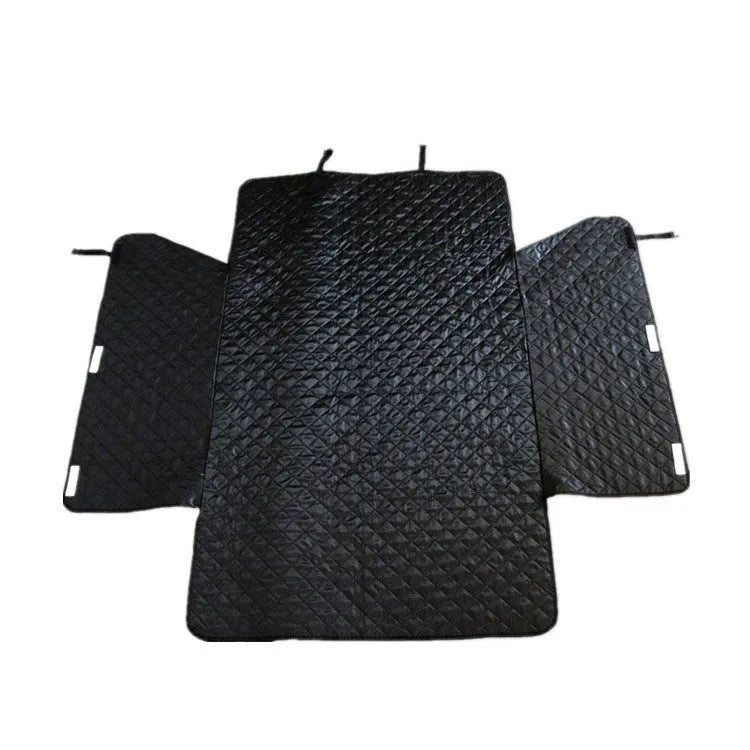 Black quilted cotton car trunk pet mat 174x190cm with PVC wear layer for dog boot protection