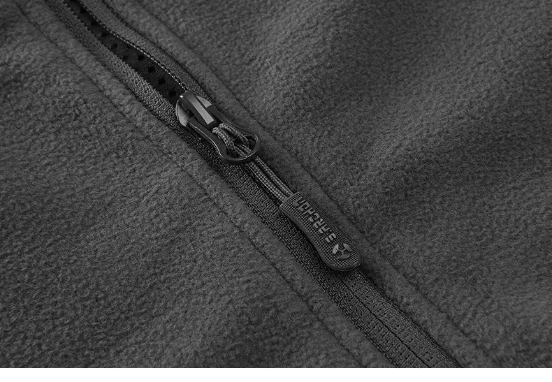 Thick military army fleece jacket for men in Army Green with turn-down collar and zipper