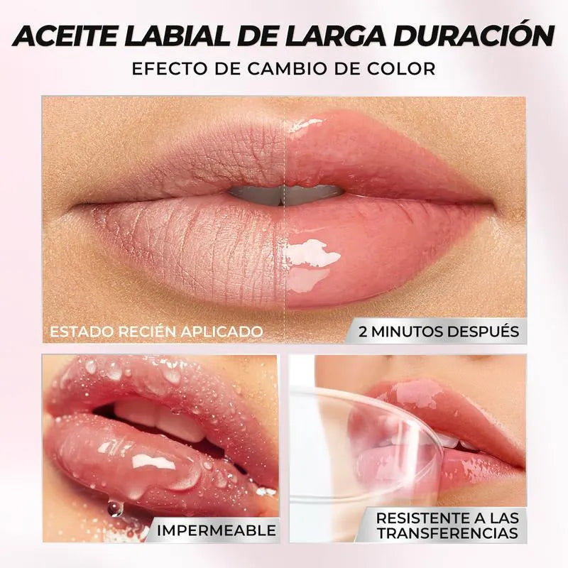 Colour changing lip gloss 3.3g in Z0032-003 and Z0032-004 shades with moisturising lip oil formula