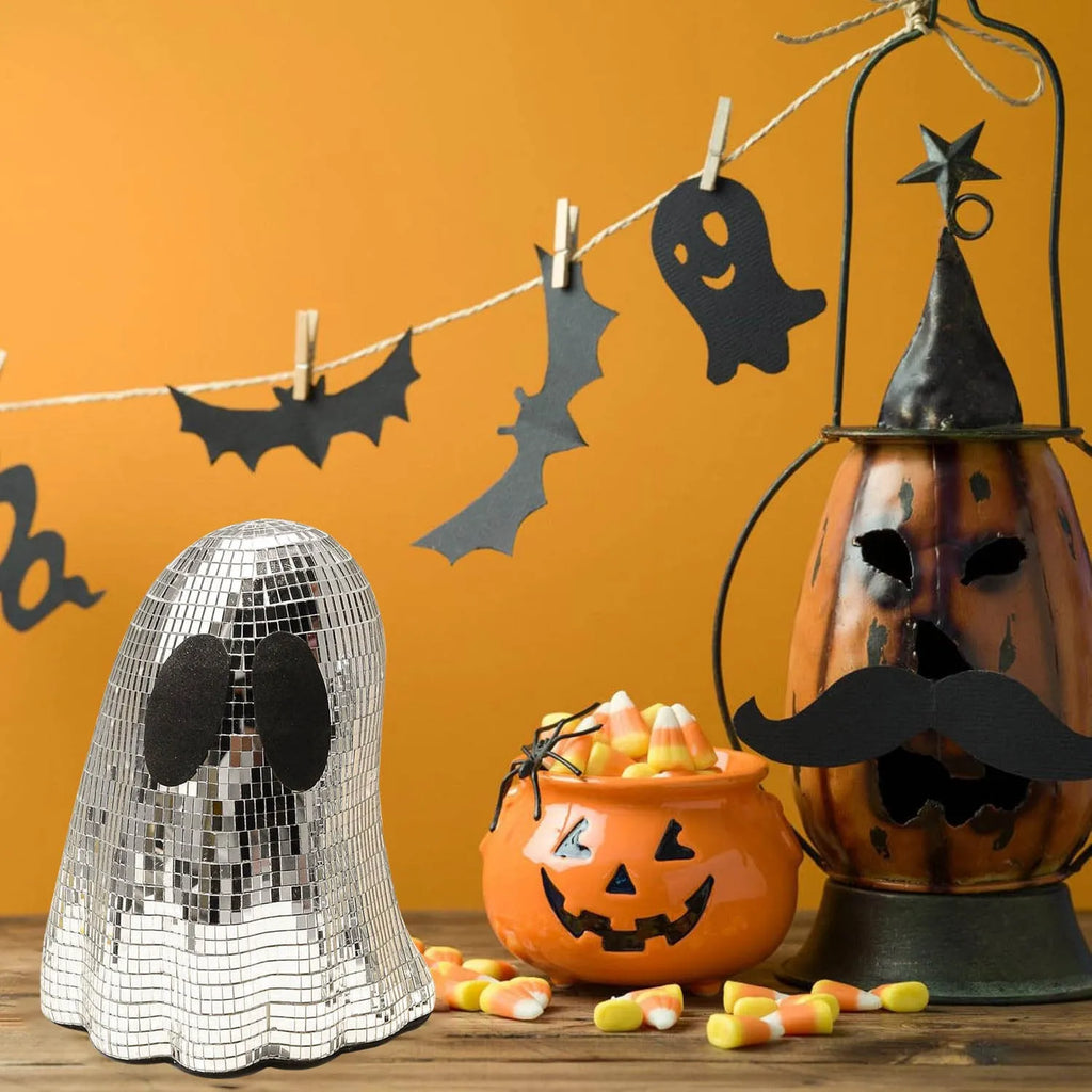 Silver mosaic mirror patch ghost Halloween desktop decoration in large and small sizes