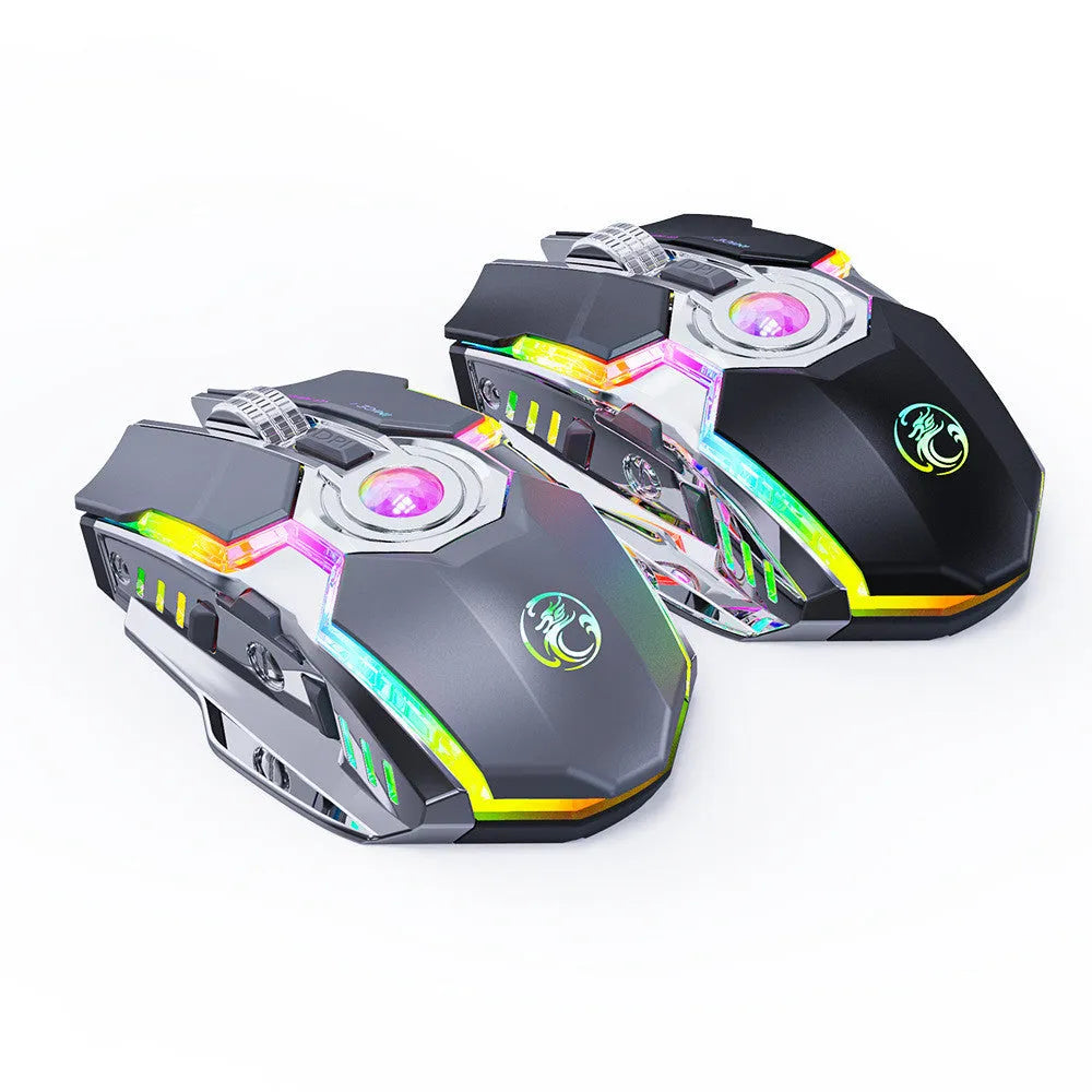 7-button 2.4G wireless silent charging RGB streamer gaming mouse in black with three-dimensional scroll wheel