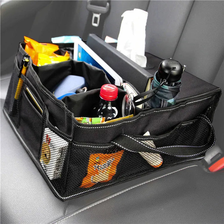 Black Oxford cloth car storage box with 33cm dimensions for vehicle trunk organisation