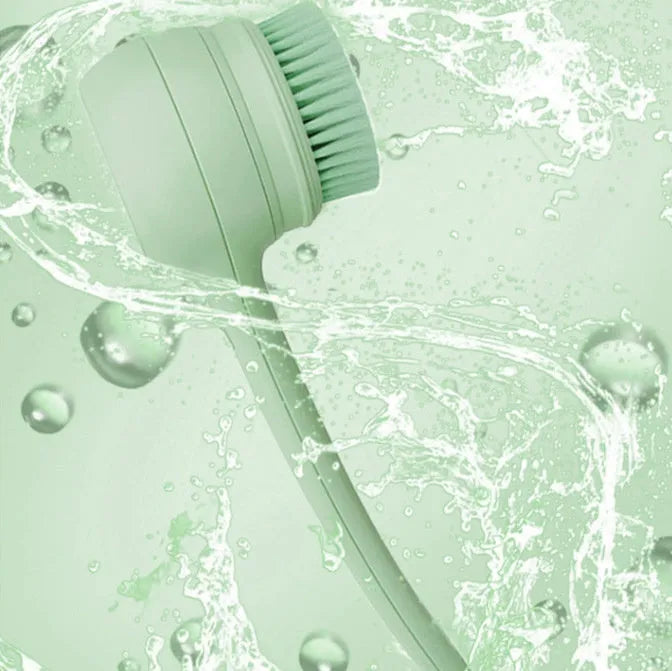 Green electric bath brush with dual handle for women in bath