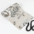 Black peony floral print pencil roll bag in cotton hemp canvas with 24 or 72 hole capacity options
