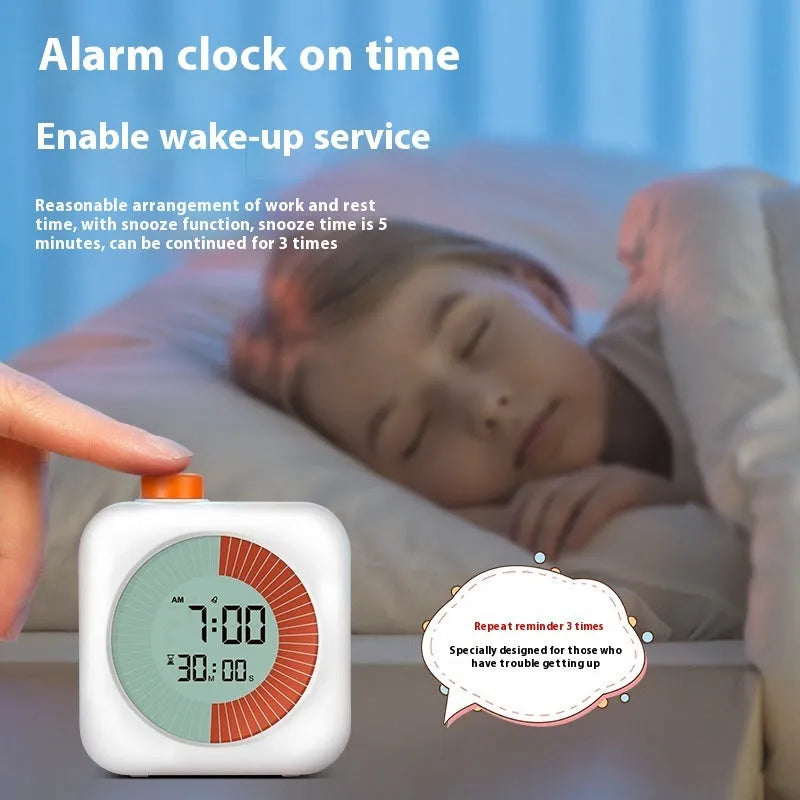 Student 60-minute visual timer with plastic shell in white and pink, modern simplicity design