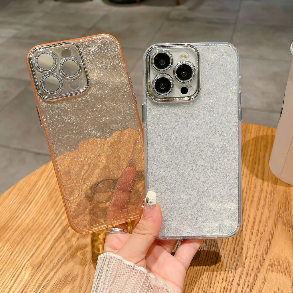 Corrugated PC phone case with lens protector for iPhone, shockproof anti-fall, available in multiple colours
