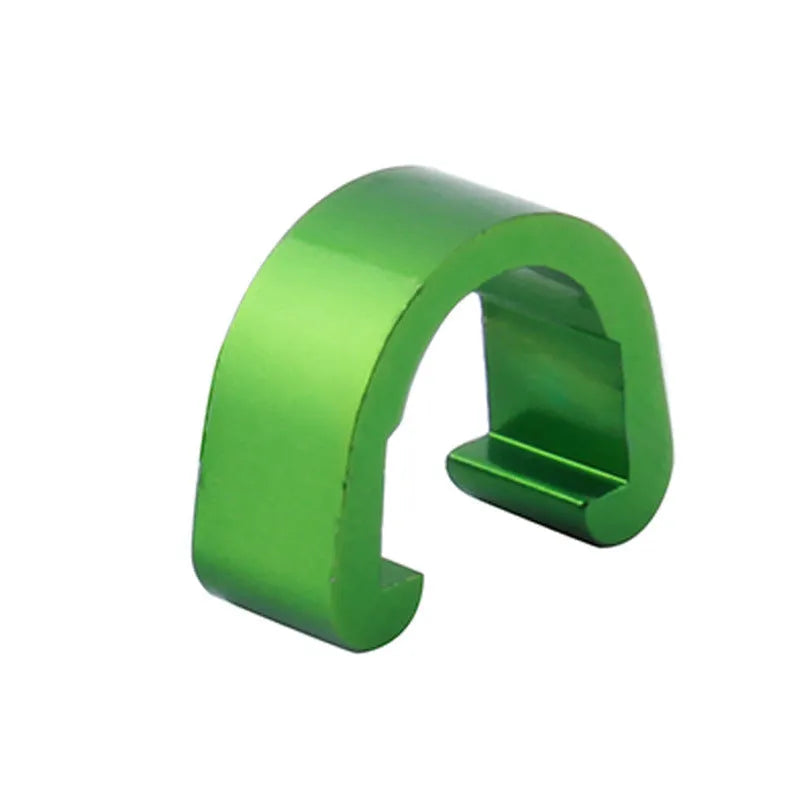 Pack of ten aluminium alloy C-shaped buckles in assorted colours including black, blue, gold, green, pink, purple, red, and silver.