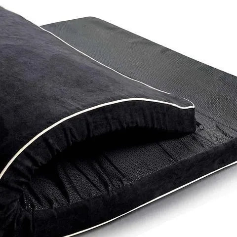 Arthur memory foam pet bed for large elderly dogs in black with low profile and non-slip bottom