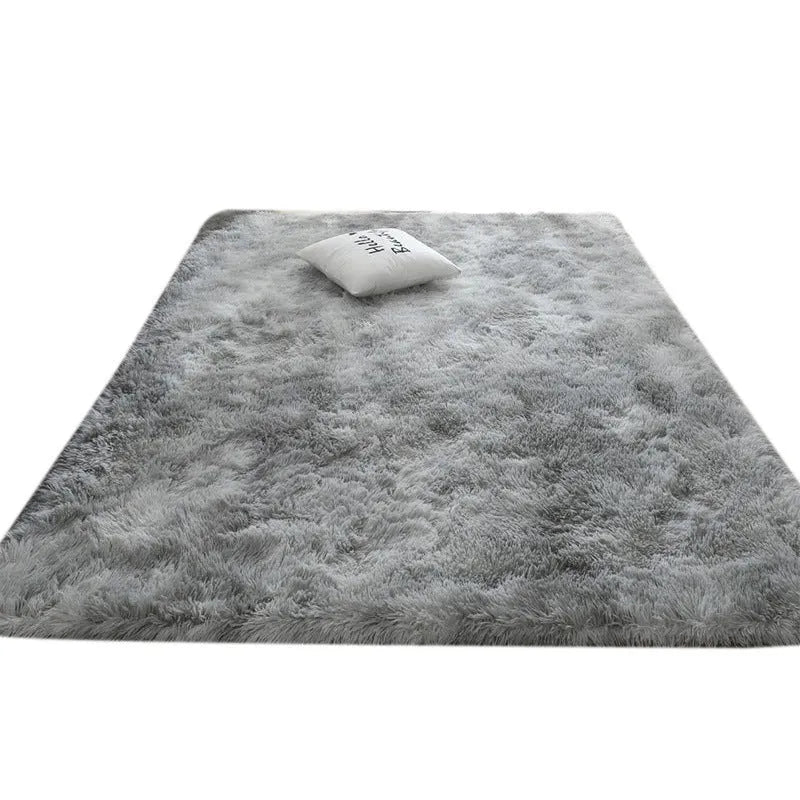 Silk hair tie-dyed plush carpet in tie dye beige colour, available in multiple sizes for living room and bedroom floor