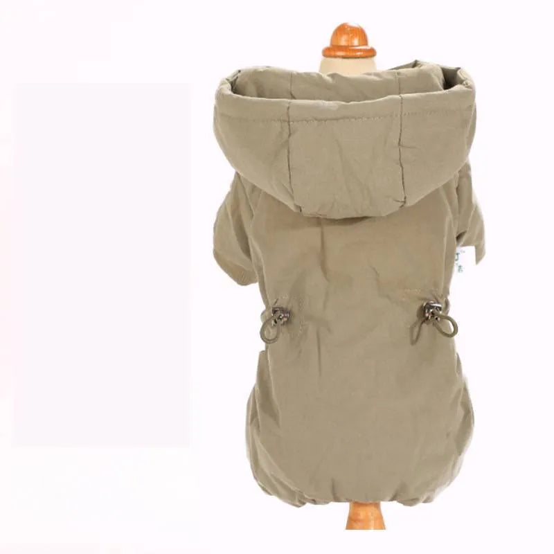 Autumn winter four-legged small dog padded cotton coat in grey with polka dot pattern, loose fit version