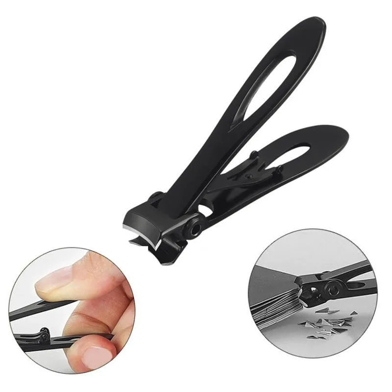 Silver stainless steel thick nail clippers with curved blades and ergonomic handle on white background