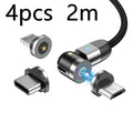 Magnetic three-in-one data cable with 540° auto-docking, black, 1m length, aluminium alloy connectors