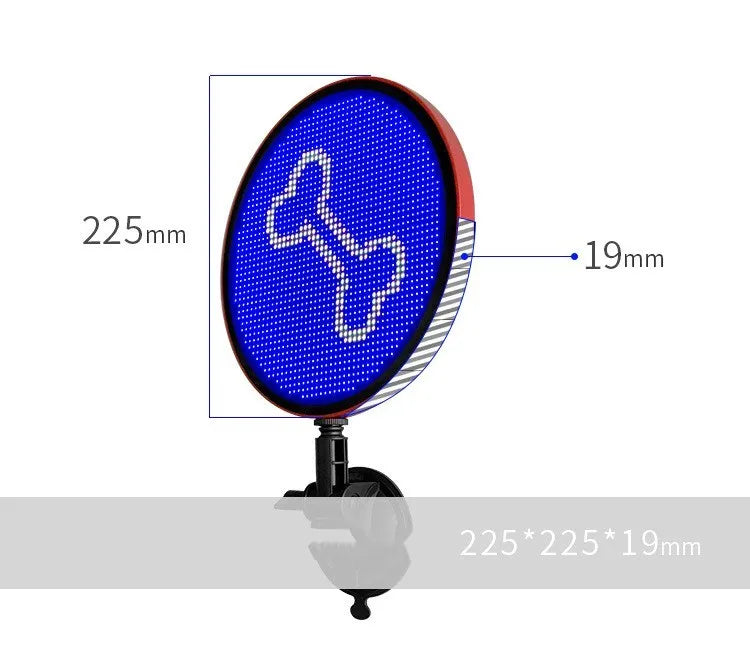 Car LED emoji light 225x225x19mm full colour display with 48x48 dots and ABS frame
