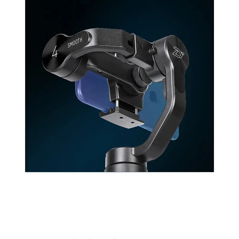 Black handheld mobile phone shooting stabiliser with ABS construction and extended battery life
