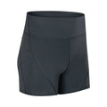 SHINBENE high waisted women's athletic shorts in black with two side pockets, soft cotton blend fabric