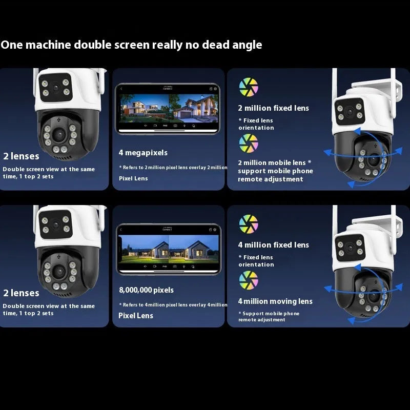 Outdoor wireless surveillance camera system with dual-screen monitor for home security