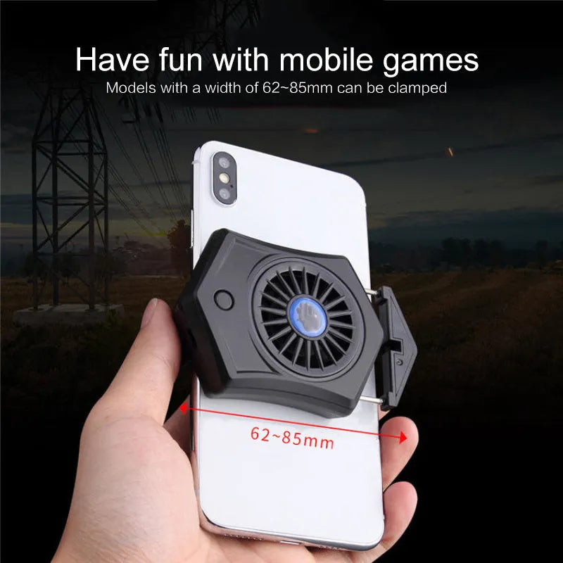 Black mobile phone radiator with aluminium alloy heatsink and dual turbo cooling fans for gaming consoles