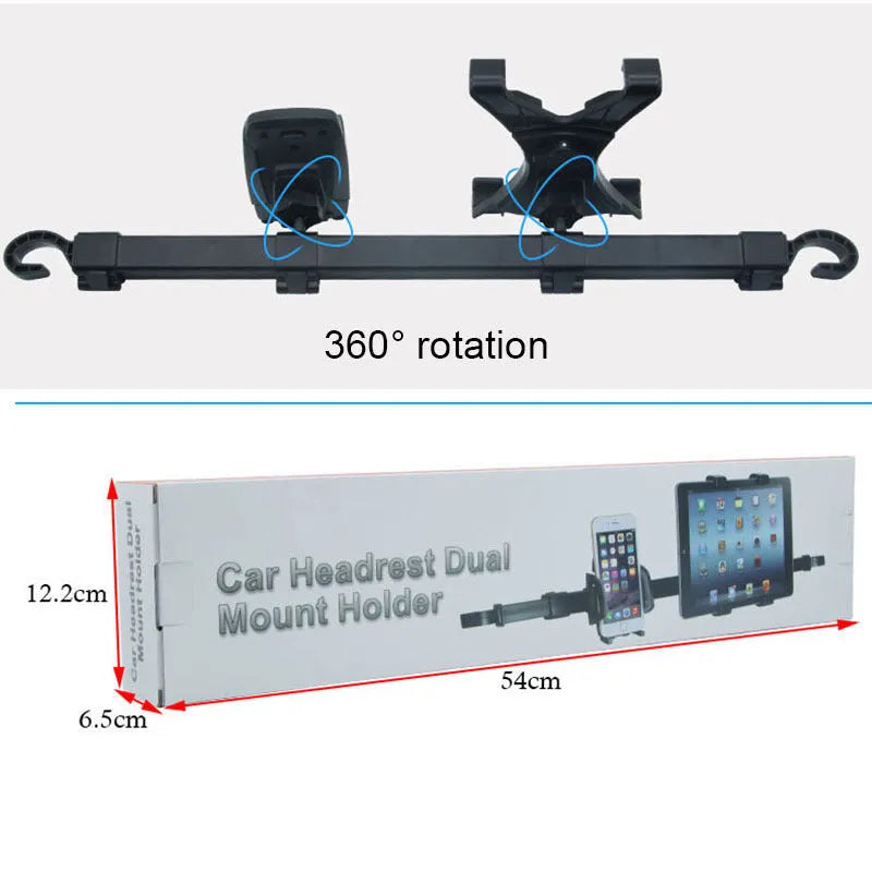 Black ABS plastic PC car back seat bracket for 4-10 inch devices with 360-degree rotation