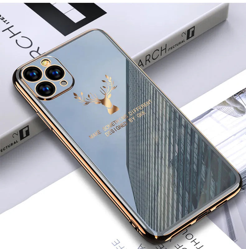 Clear black TPU iPhone case with full lens coverage shown on smartphone