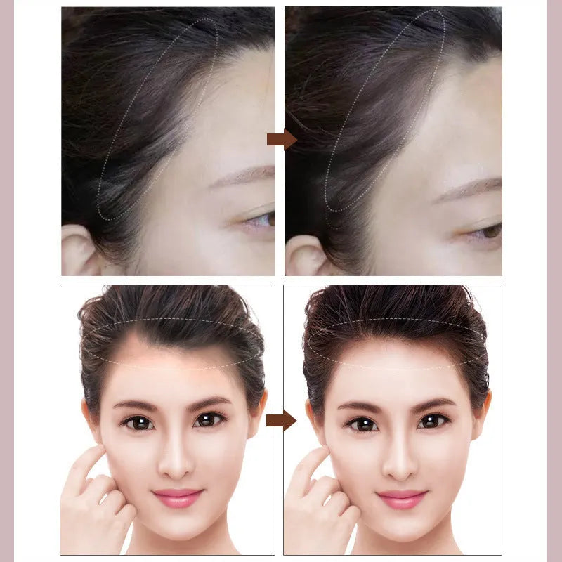 Hairline repairing shadow powder in Light yellow and Dark brown shades, 3g net content, for uneven hairline edges.