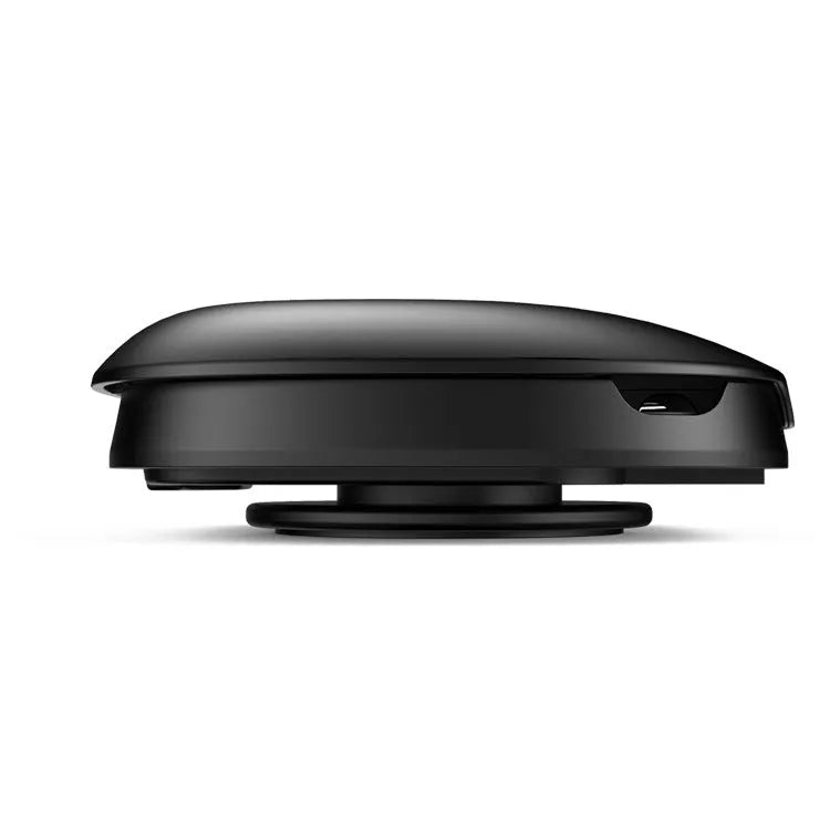 Black rotating suction cup car phone holder mounted on a car windscreen