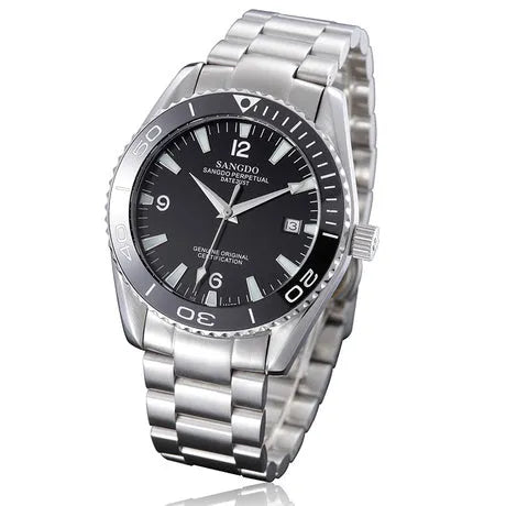 Men's automatic mechanical watch with 42mm stainless steel case, luminous dial, and calendar display