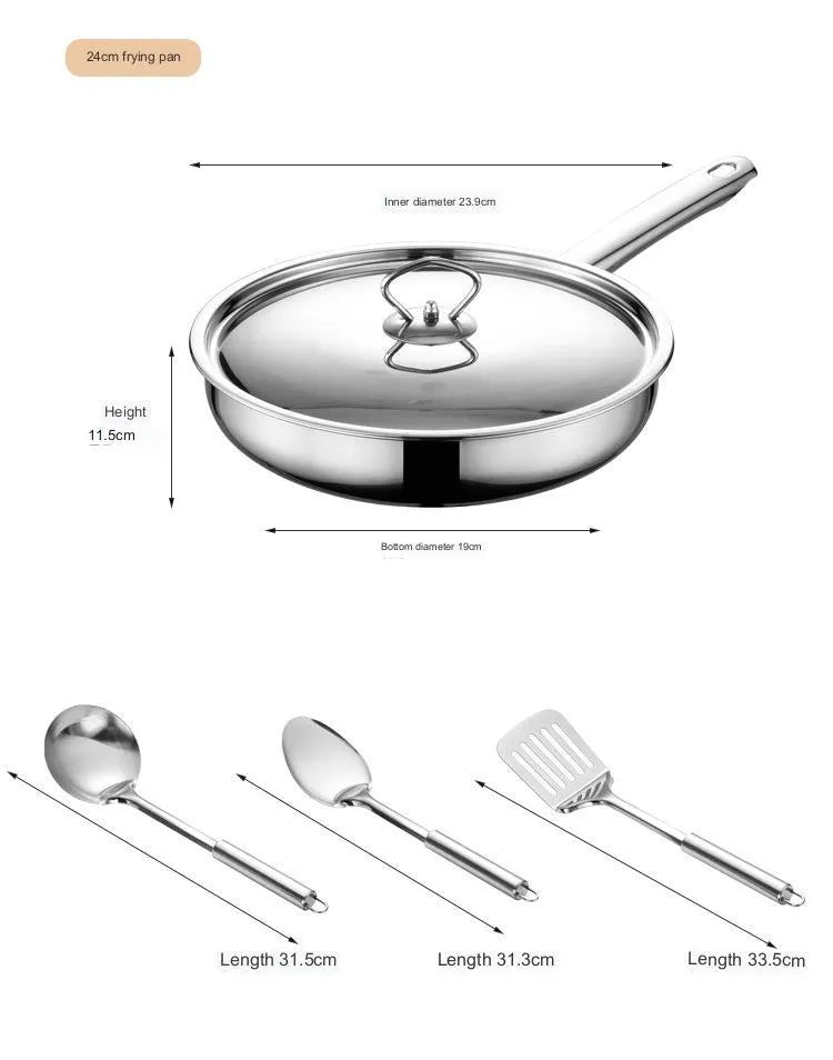 15-piece stainless steel cookware set with non-stick pans and glass lids on a kitchen counter