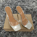 Women's black and silver high heels with cool boots design and PVC sole
