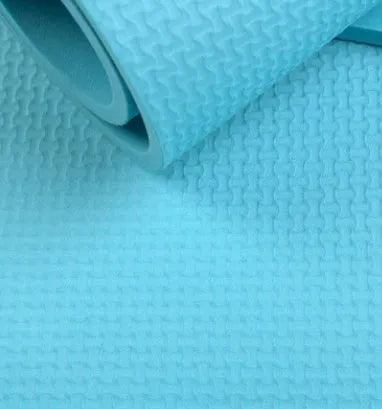 EVA composite yoga mat in choice of six colours showing textured anti-skid surface