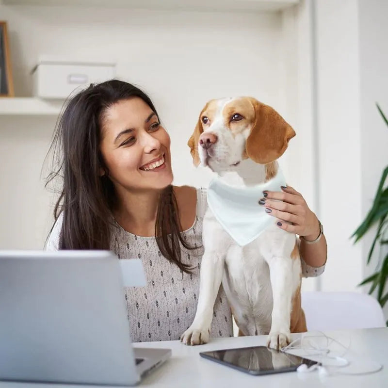 Blank white adjustable dog scarf for thermal transfer customisation with size options